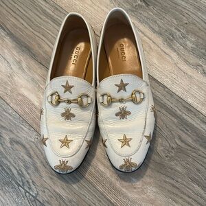 Gucci white bee loafer